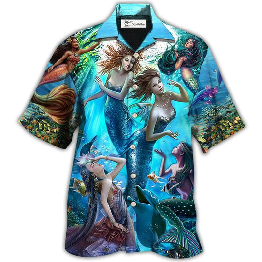 Hawaiian Shirt / Adults / S Mermaid Dolphin Fresh Blue Ocean - Hawaiian Shirt 