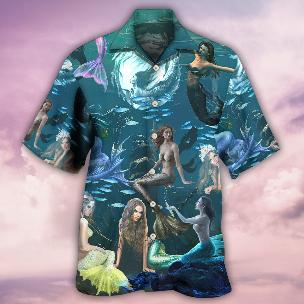 Mermaid In The Dark Deep Sea - Hawaiian Shirt 