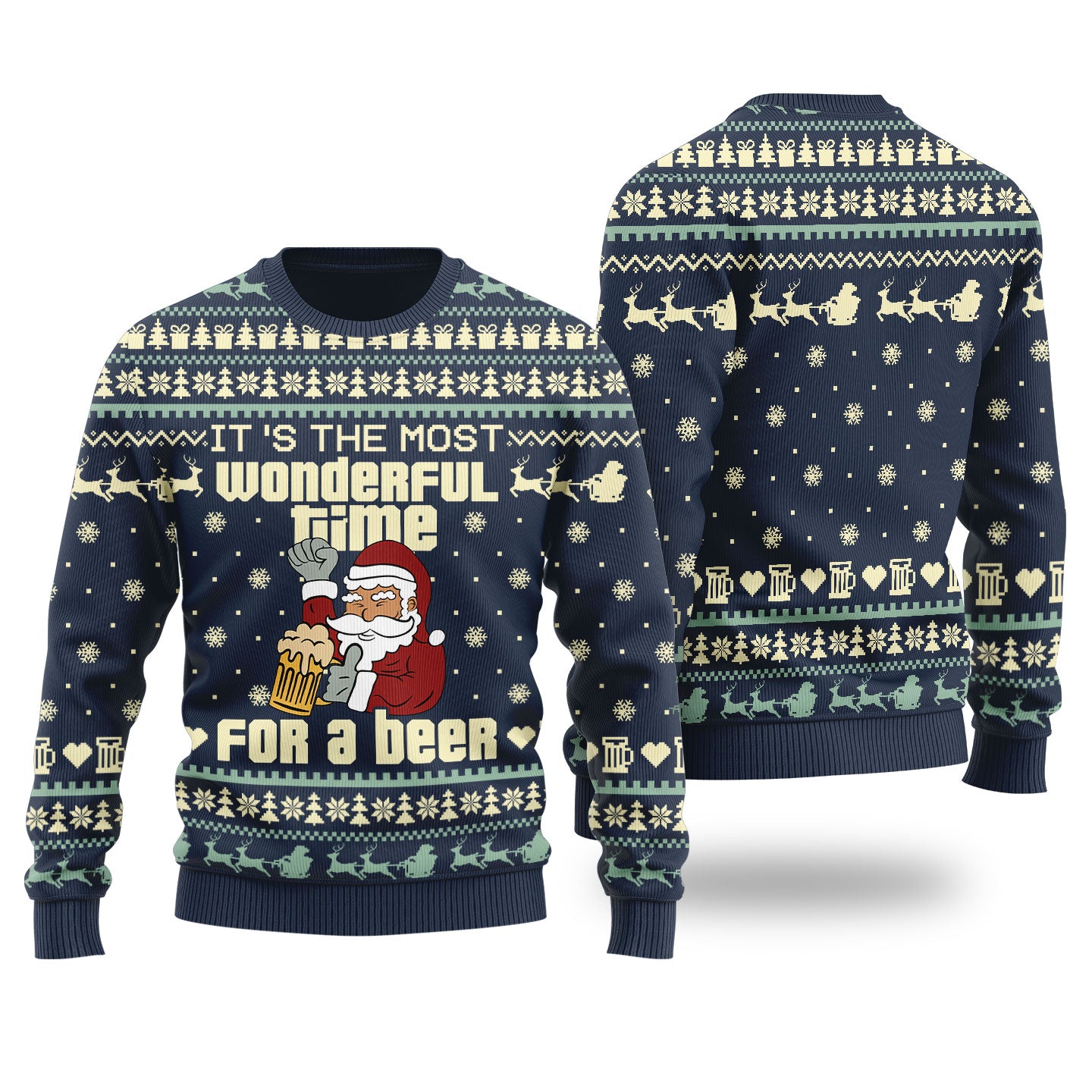 Merry Beermas Funny Santa Ugly Sweater For Men