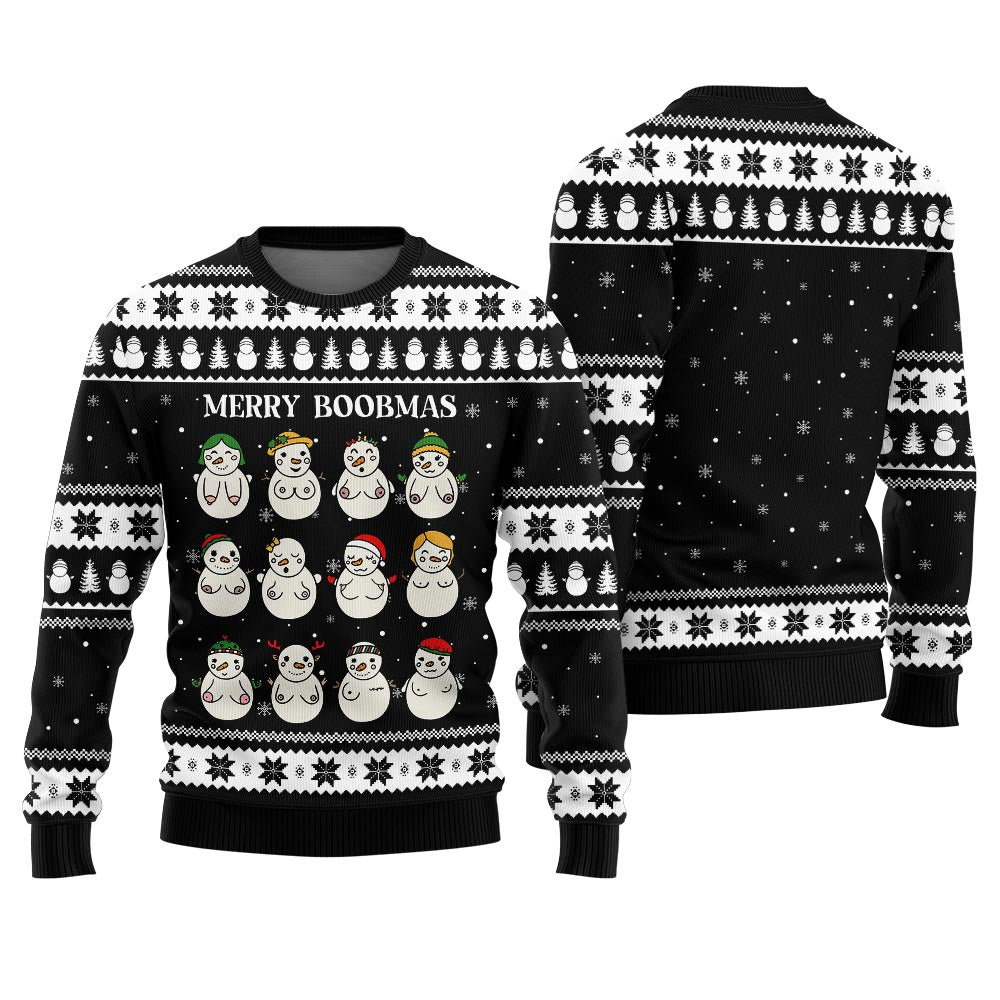 Merry Boobmas Funny Xmas Sweaters For Ladies