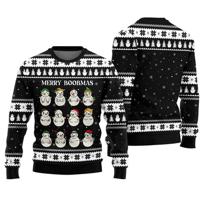 Merry Boobmas Funny Xmas Sweaters For Ladies