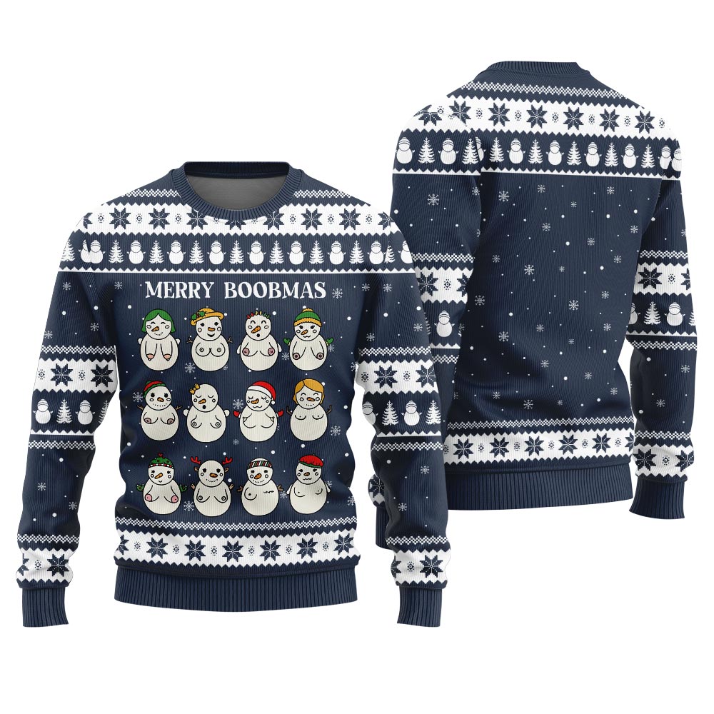 Merry Boobmas Funny Xmas Sweaters For Ladies