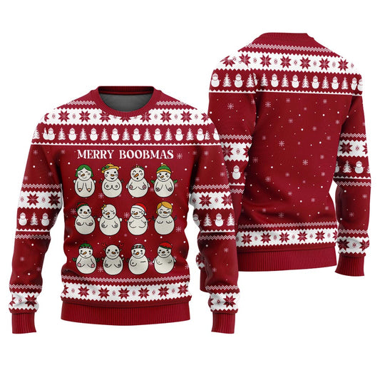 Merry Boobmas Funny Xmas Sweaters For Ladies