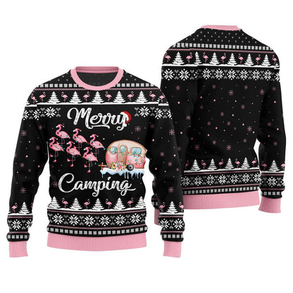 Merry Camping Flamingo Ugly Christmas Sweater