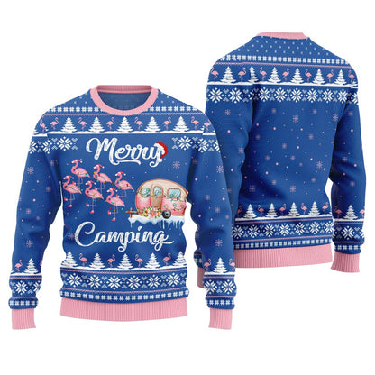 Merry Camping Flamingo Ugly Christmas Sweater