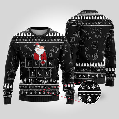 Merry Chemis-mas Science Ugly Christmas Sweater Black