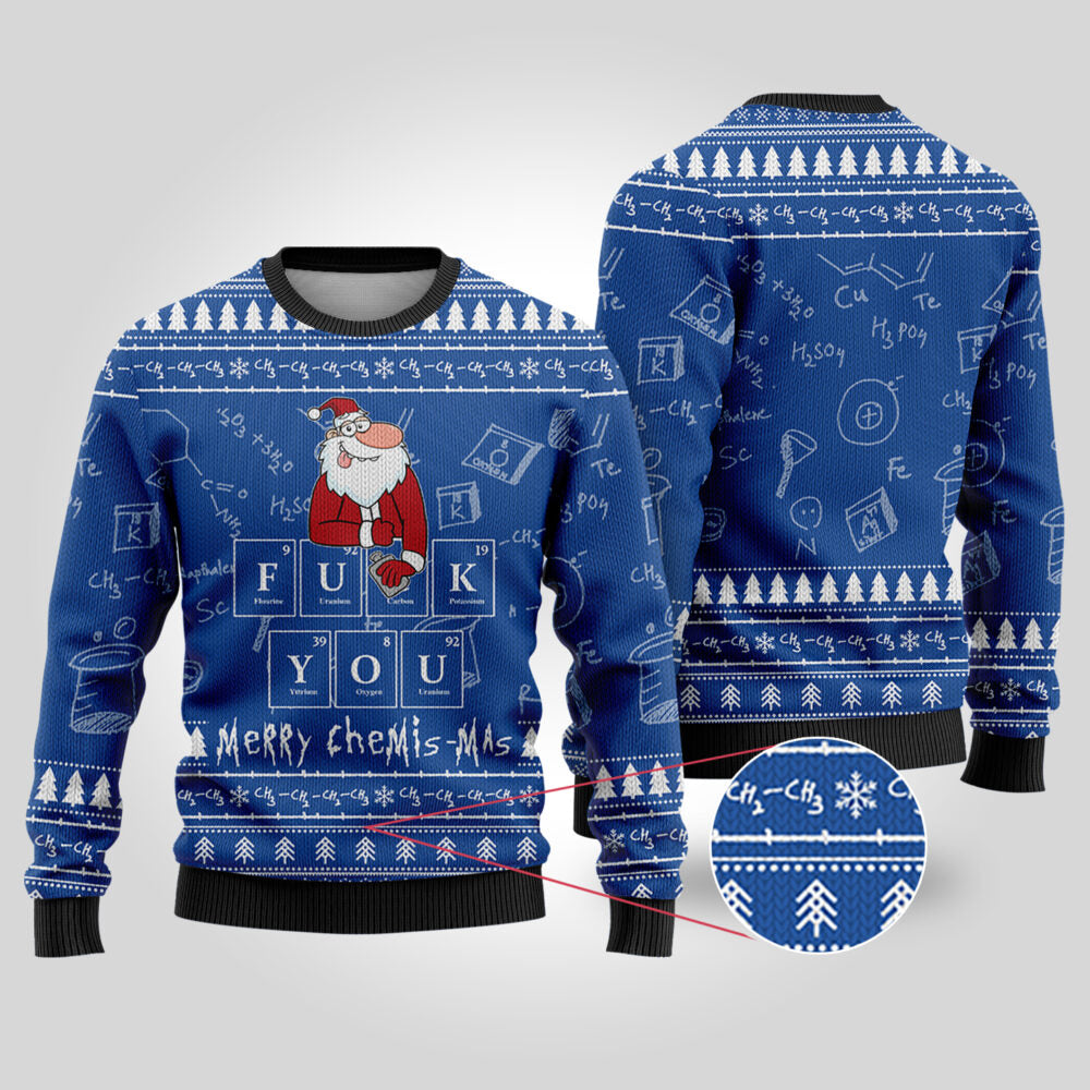 Merry Chemis-mas Science Ugly Christmas Sweater Royal