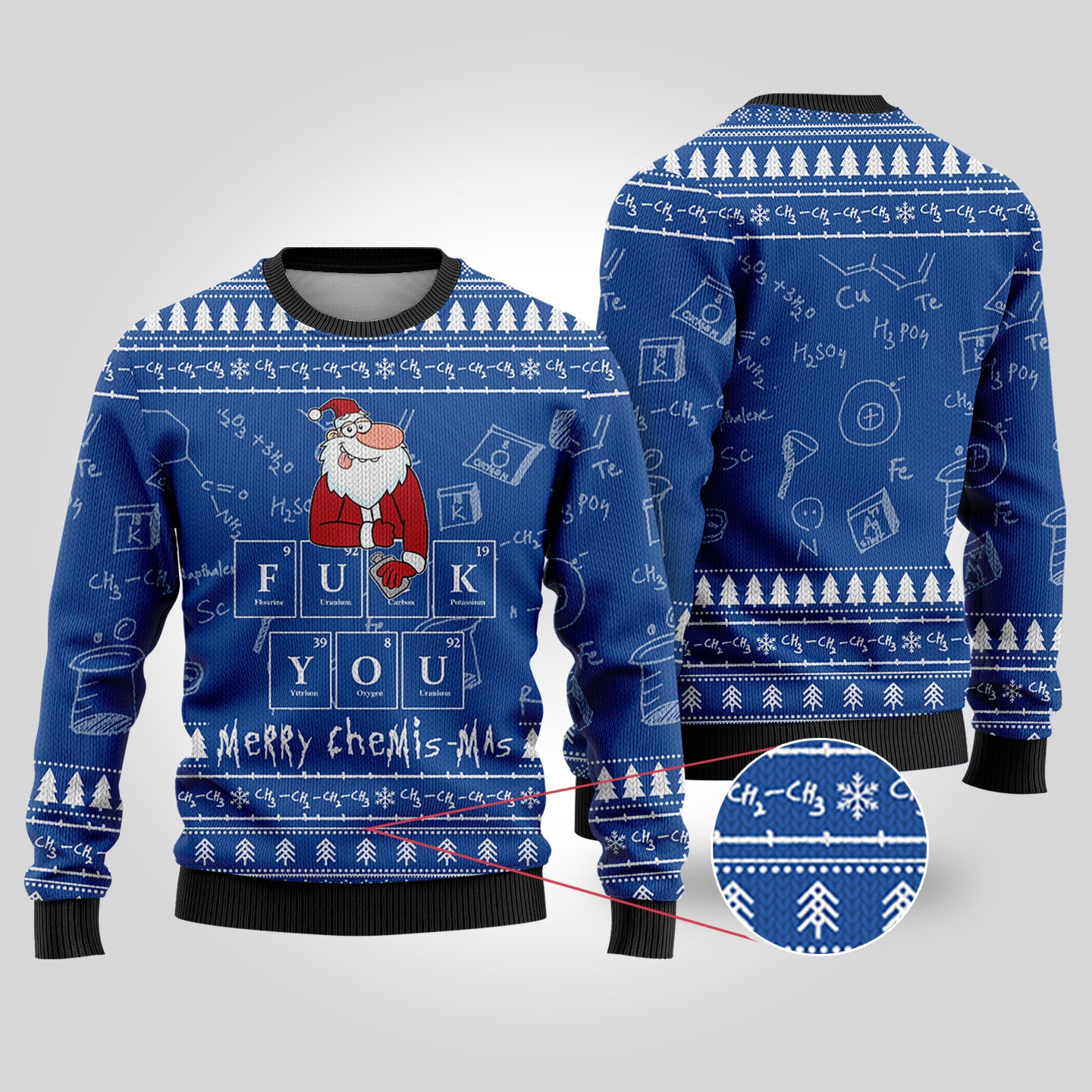 Merry Chemis-mas Science Ugly Christmas Sweater Royal