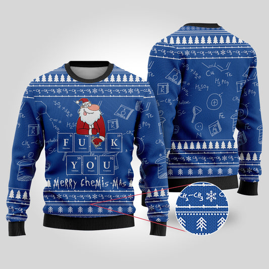 Merry Chemis-mas Science Ugly Christmas Sweater Royal