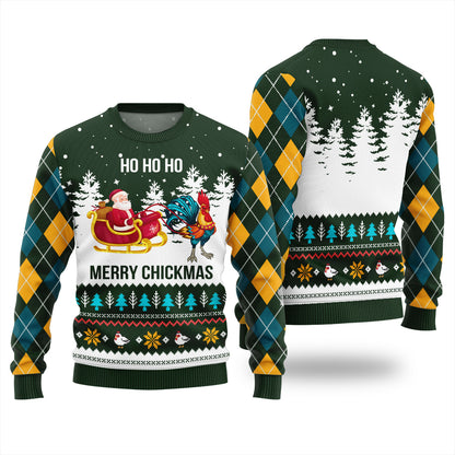 Merry Chickmas Funny Santa Chicken Xmas Sweater