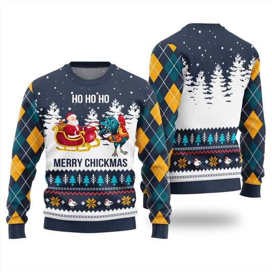 Merry Chickmas Funny Santa Chicken Xmas Sweater