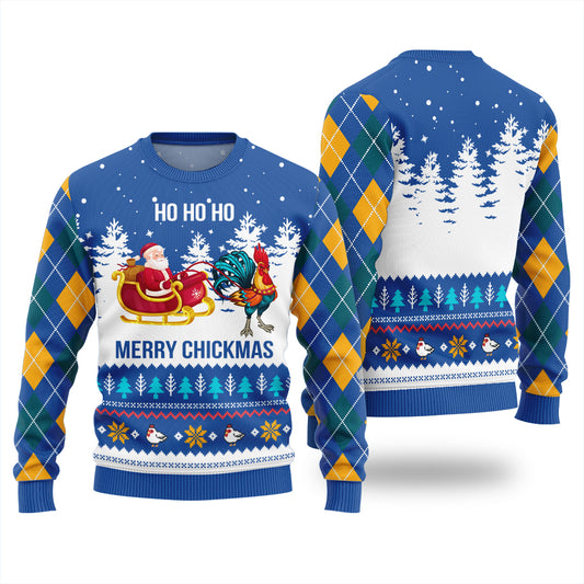 Merry Chickmas Funny Santa Chicken Xmas Sweater