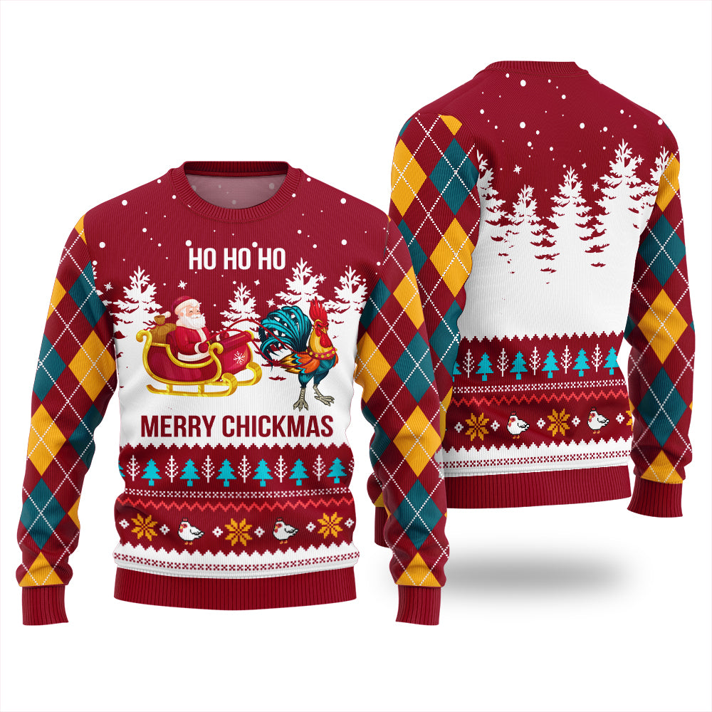 Merry Chickmas Funny Santa Chicken Xmas Sweater