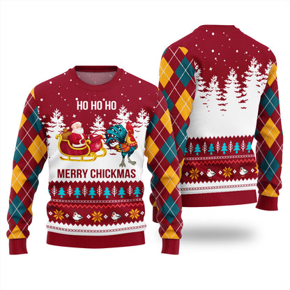 Merry Chickmas Funny Santa Chicken Xmas Sweater