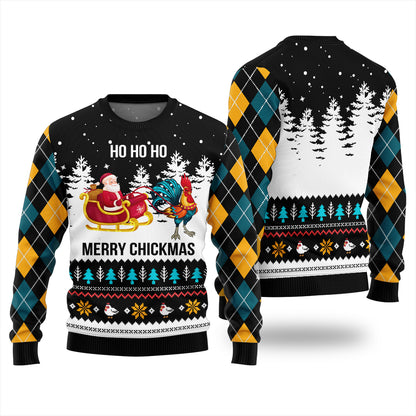 Merry Chickmas Funny Santa Chicken Xmas Sweater