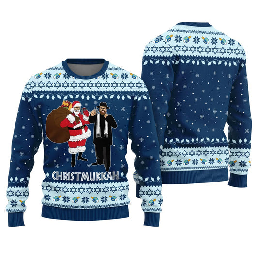 Merry Chrismukkah Ugly Holiday Sweater Royal