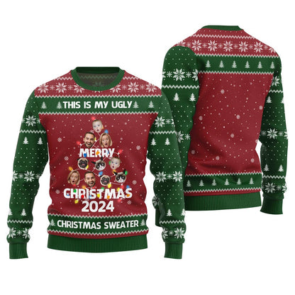Merry Christmas 2024 Custom Face Ugly Sweater For Family