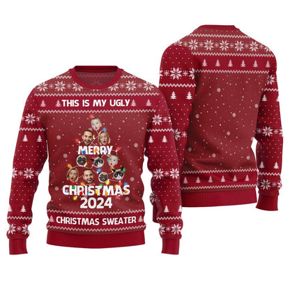 Merry Christmas 2024 Custom Face Ugly Sweater For Family