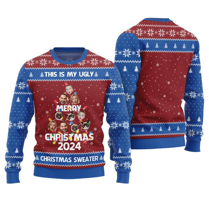 Merry Christmas 2024 Custom Face Ugly Sweater For Family