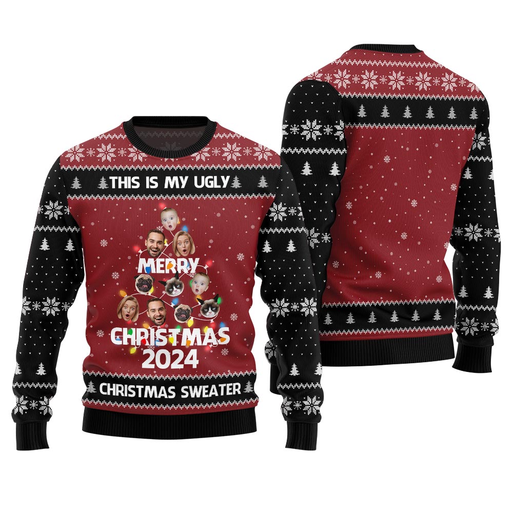 Merry Christmas 2024 Custom Face Ugly Sweater For Family