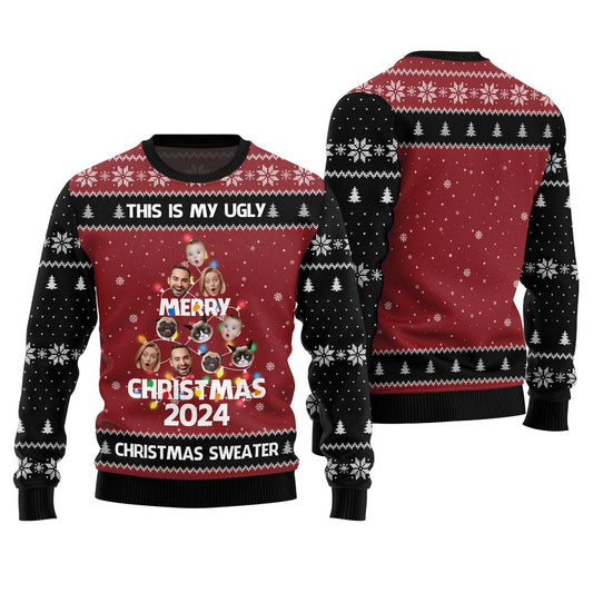 Merry Christmas 2024 Custom Face Ugly Sweater For Family