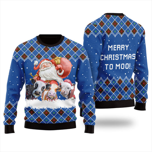 Merry Christmas Cow Ugly Xmas Sweater Royal