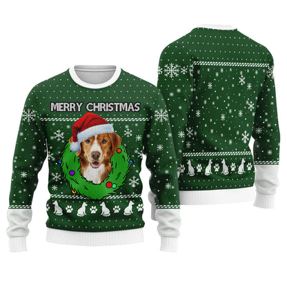 Merry Christmas Custom Dog Christmas Sweater Forest Green - Funny Ugly Christmas Sweater