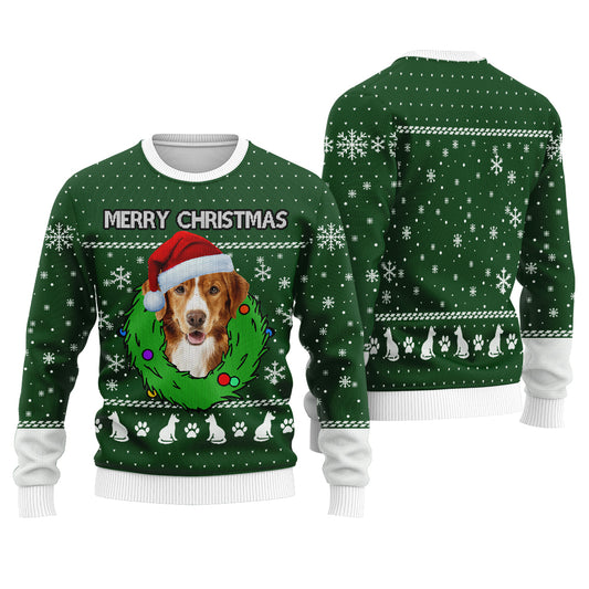 Merry Christmas Custom Dog Christmas Sweater Forest Green - Funny Ugly Christmas Sweater