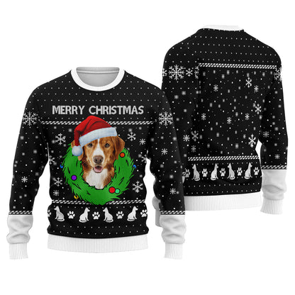 Merry Christmas Custom Dog Christmas Sweater Black