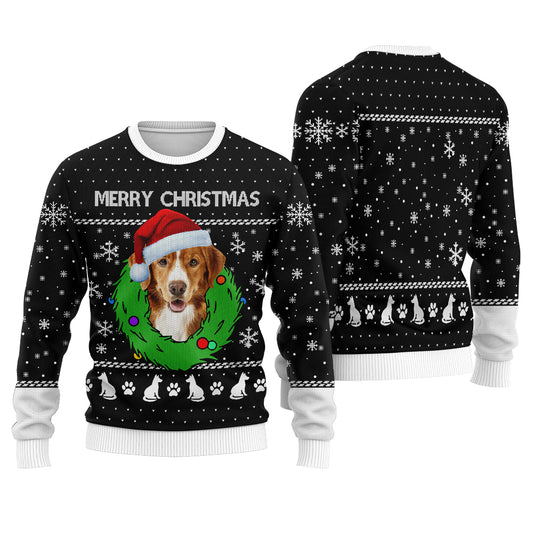 Merry Christmas Custom Dog Christmas Sweater Black