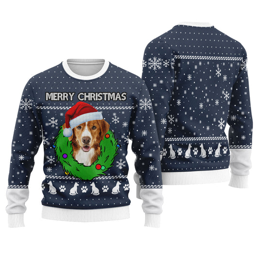Merry Christmas Custom Dog Christmas Sweater Navy - Funny Ugly Christmas Sweater