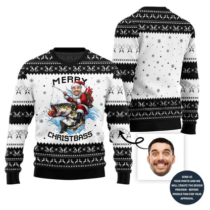 Merry Christmas Custom Face Fishing Ugly Sweater