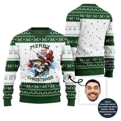 Merry Christmas Custom Face Fishing Ugly Sweater
