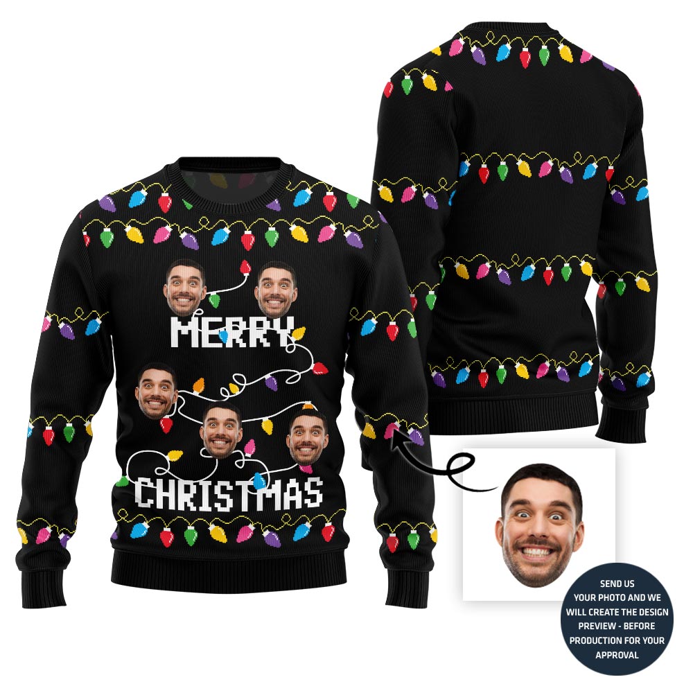 Merry Christmas Custom Funny Face Holiday Sweater