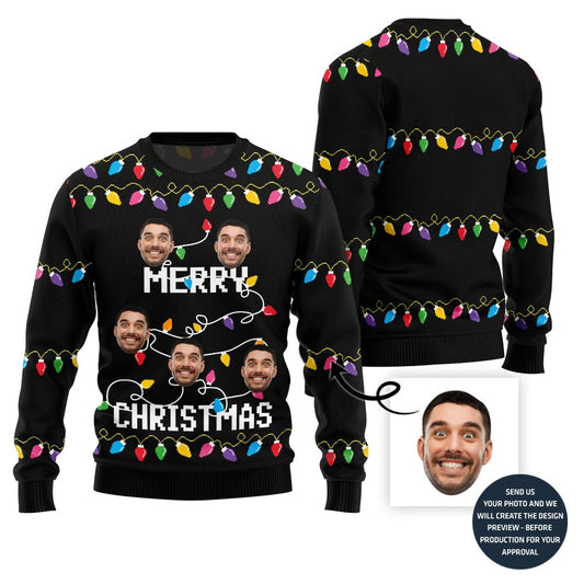 Merry Christmas Custom Funny Face Holiday Sweater