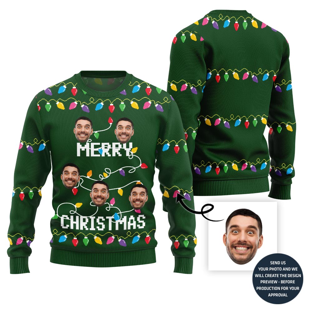 Merry Christmas Custom Funny Face Holiday Sweater
