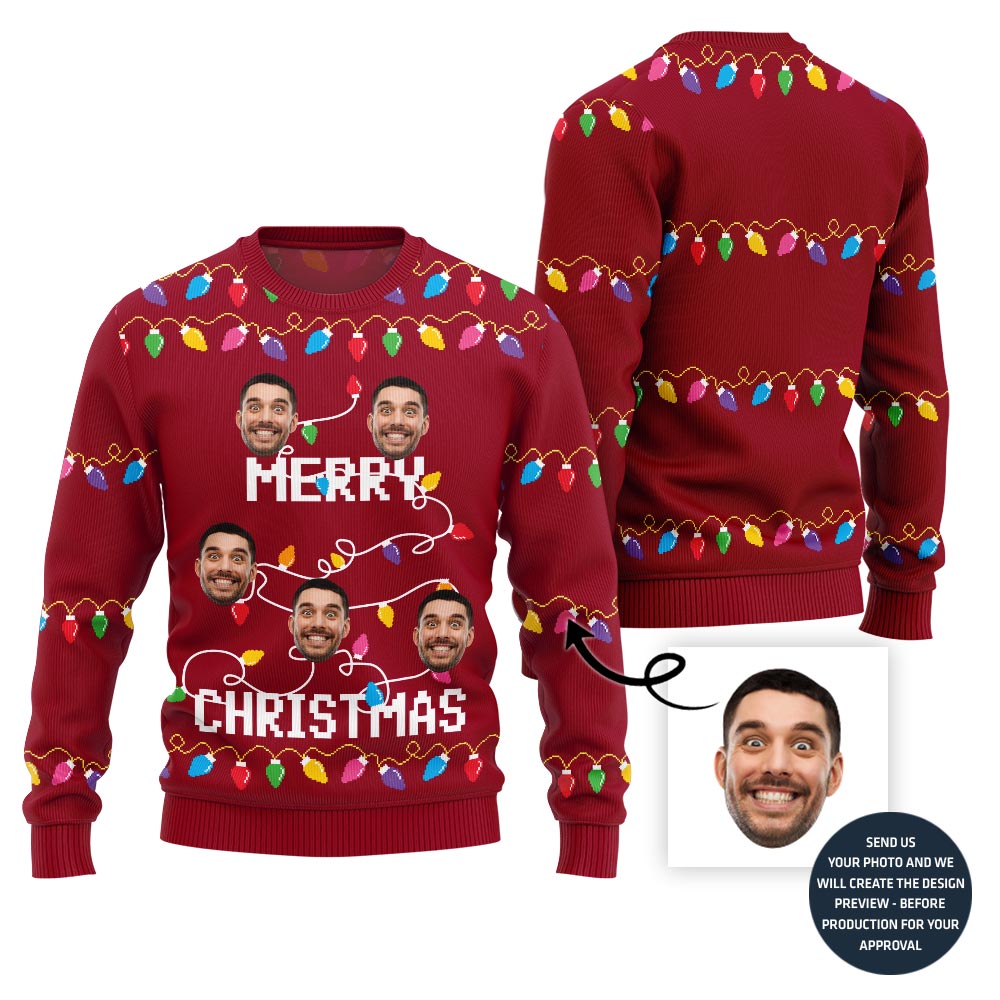 Merry Christmas Custom Funny Face Holiday Sweater