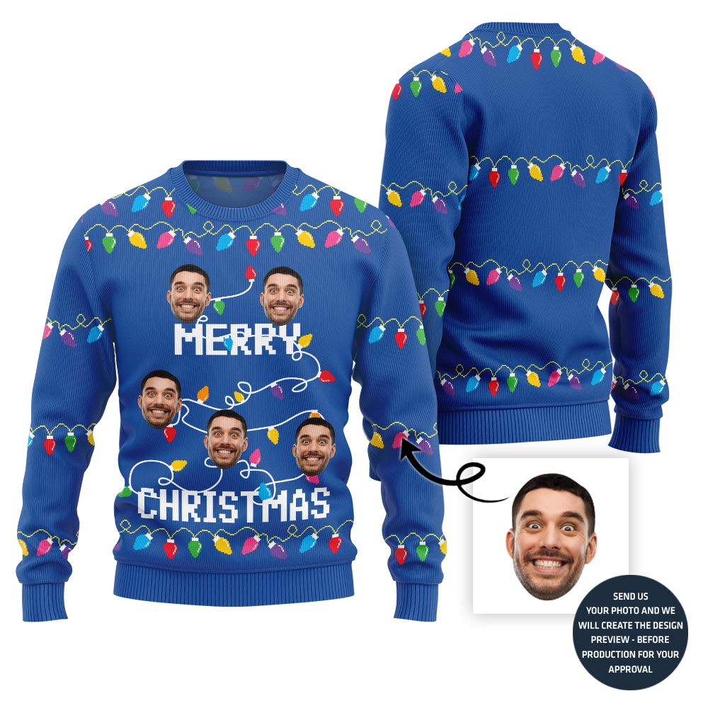 Merry Christmas Custom Funny Face Holiday Sweater