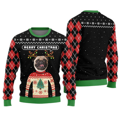 Merry Christmas Custom Pet Ugly Sweater For Men