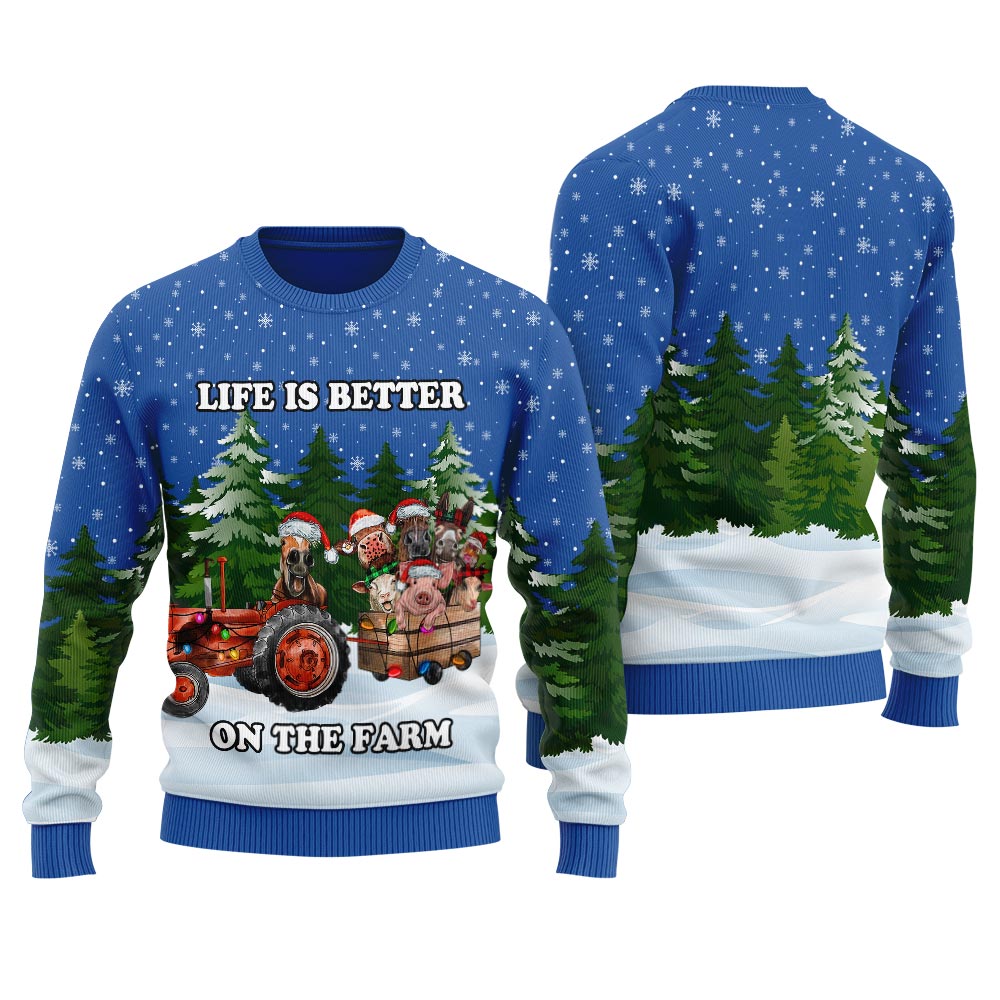 Merry Christmas Farm Animals Men's Ugly Christmas Sweater
