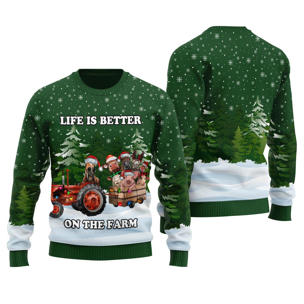 Merry Christmas Farm Animals Men's Ugly Christmas Sweater