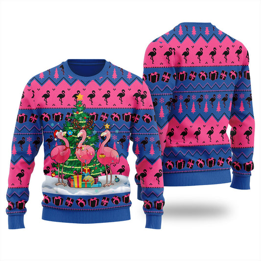 Merry Christmas Flamingo Ugly Sweater For Women