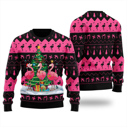 Merry Christmas Flamingo Ugly Sweater For Women