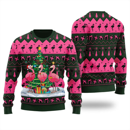 Merry Christmas Flamingo Ugly Sweater For Women