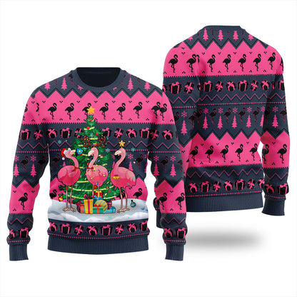 Merry Christmas Flamingo Ugly Sweater For Women