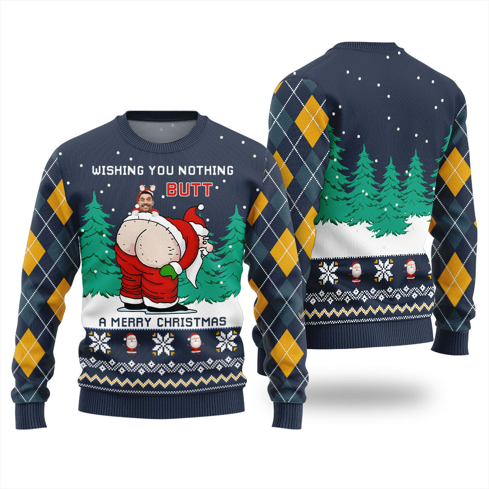 Custom Face Merry Christmas Naughty Santa Ugly Christmas Sweater