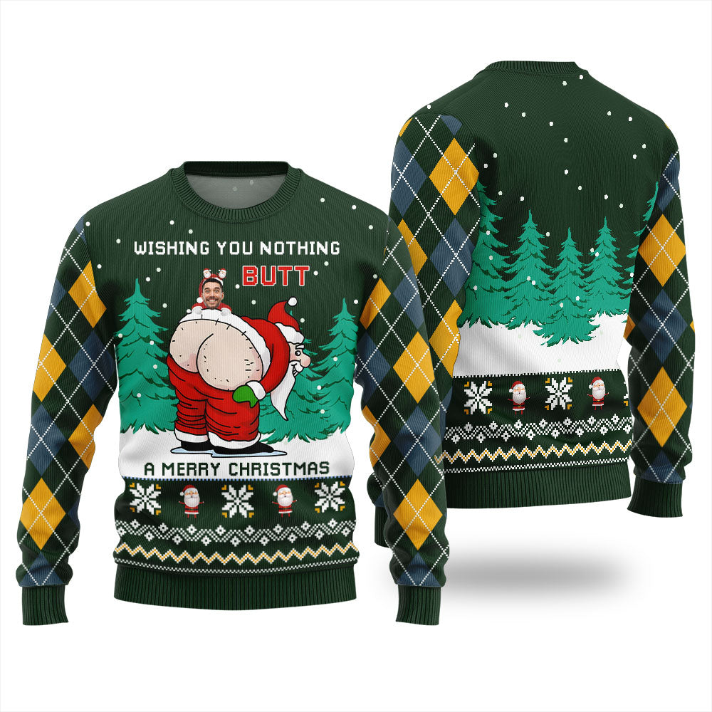Custom Face Merry Christmas Naughty Santa Ugly Christmas Sweater