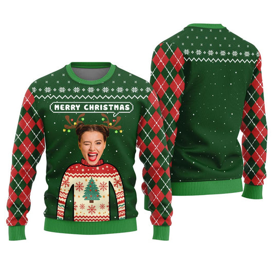 Merry Christmas Personalized Face Ugly Christmas Sweater