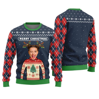 Merry Christmas Personalized Face Ugly Christmas Sweater