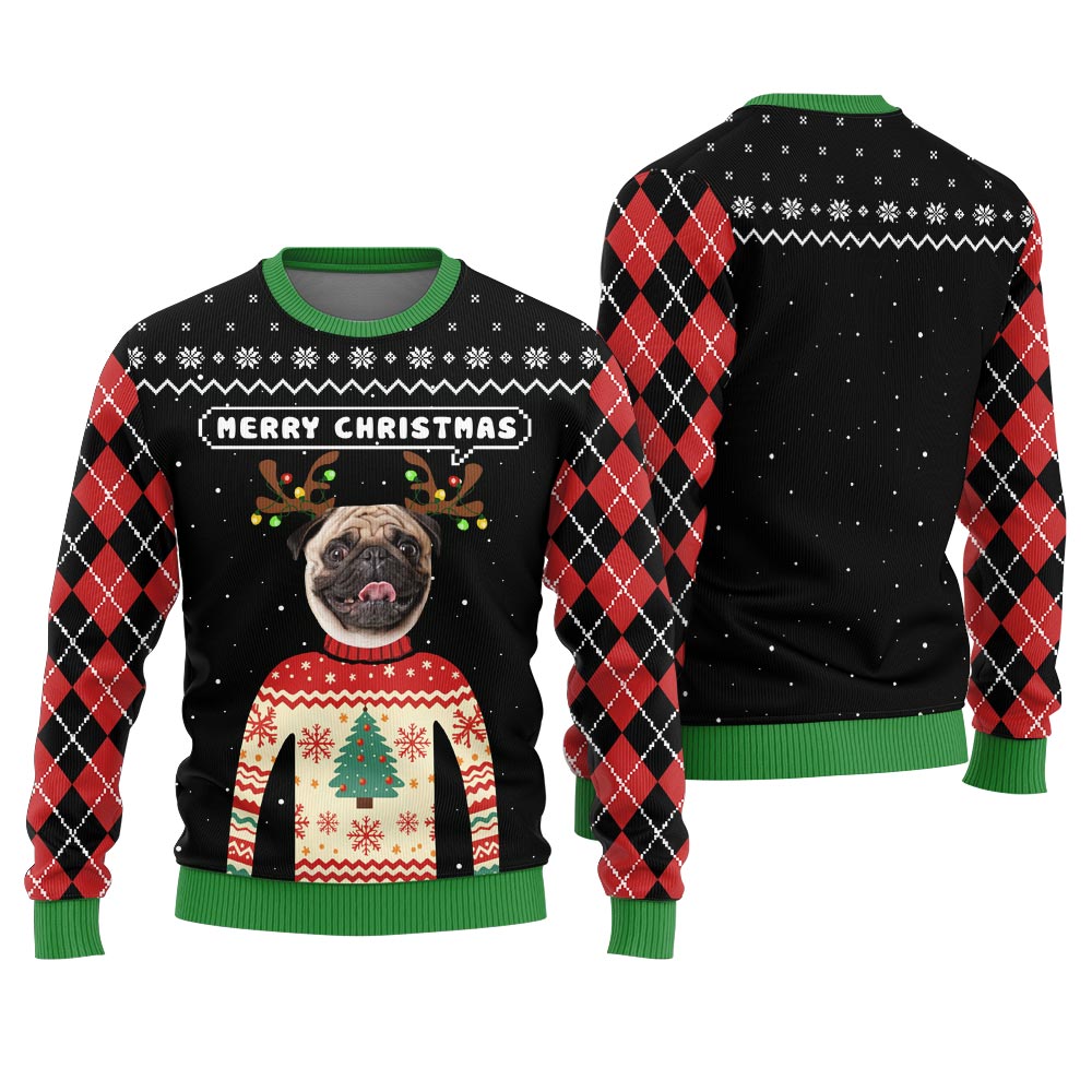 Merry Christmas Personalized Pet Ugly Sweater Women's